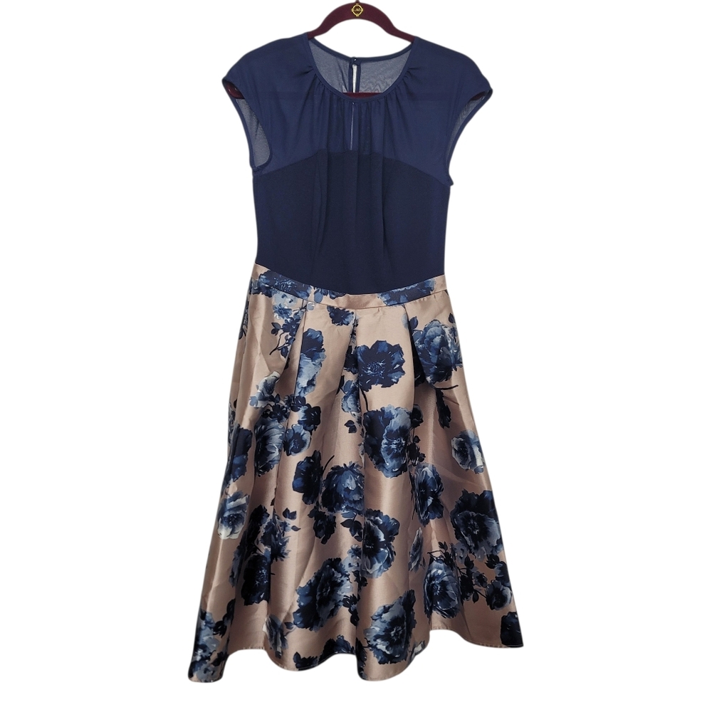 Rebecca B. Navy Floral Dress Size 4 NWT